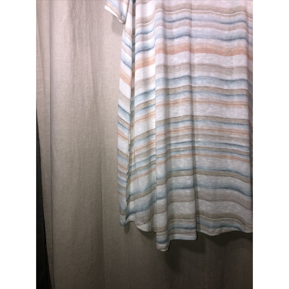 Torrid Duster Cardigan Multicolor Pastel Stripe Knit Open Front 0X -flaw. - Picture 9 of 9